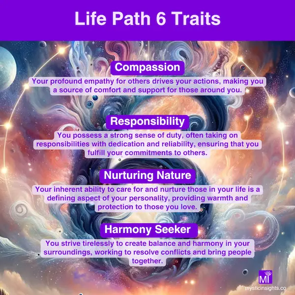 Traits of Life Path 6 - Compassion, Responsibility, Nurturing Nature, Harmony Seeker