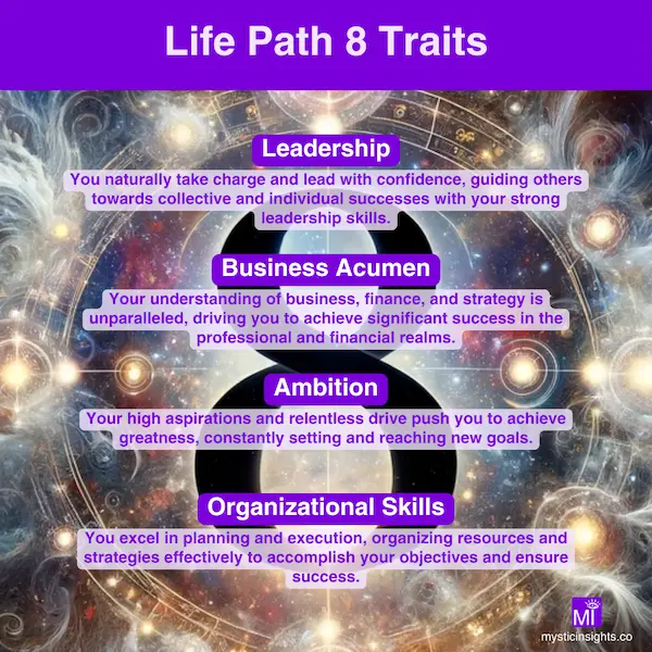 Traits of Life Path 8 - Leadership, Business Acumen, Ambition, Organizational Skills