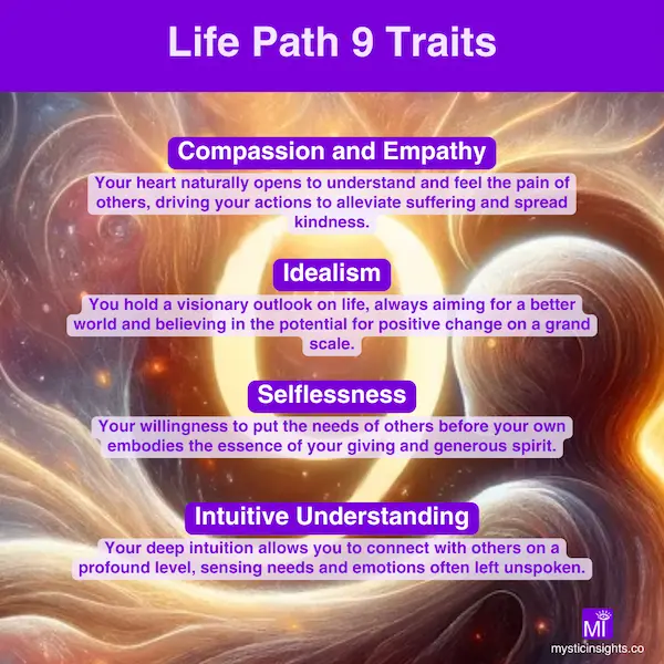 Traits of Life Path 9 - Compassion & Empathy, Idealism, Selflessness, Intuitive Understanding